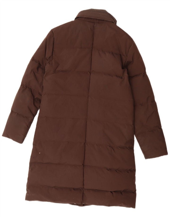 Casaco acolchoado com capuz feminino Aspesi UK 14 médio marrom nylon
