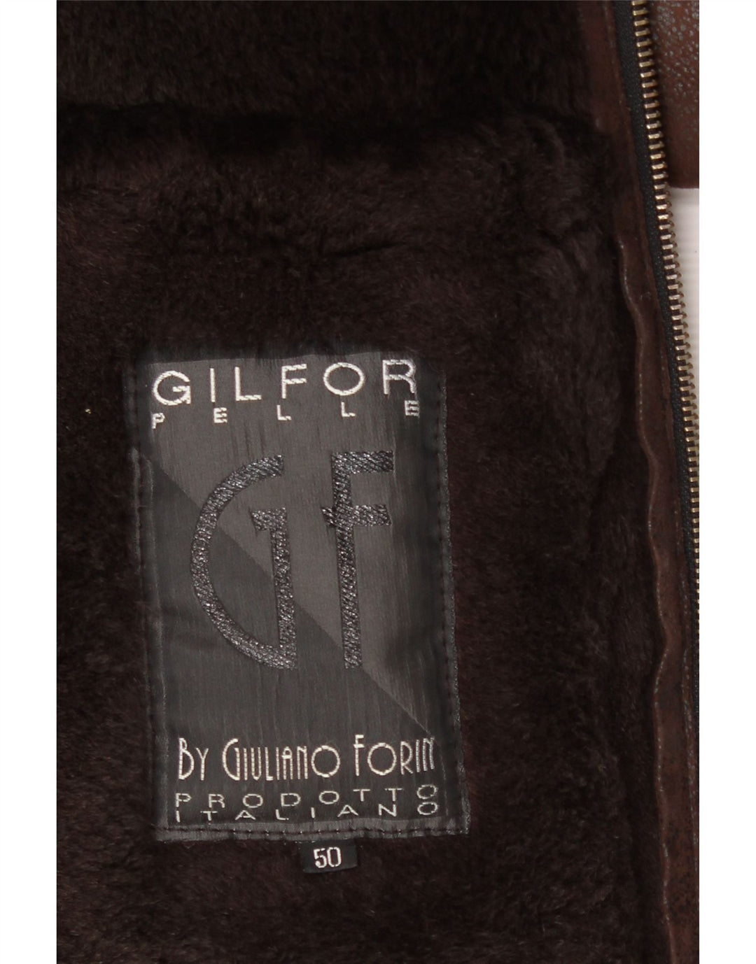 Jaqueta masculina VINTAGE Shearling IT 50 grande couro marrom