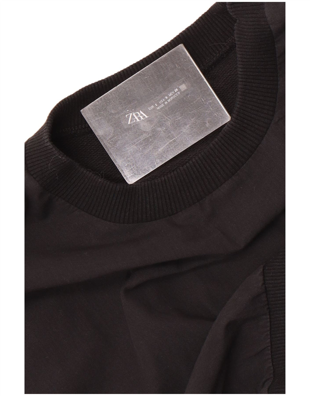 Zara Womens Crop Sweatshirt Jumper Reino Unido 10 Pequeno Preto