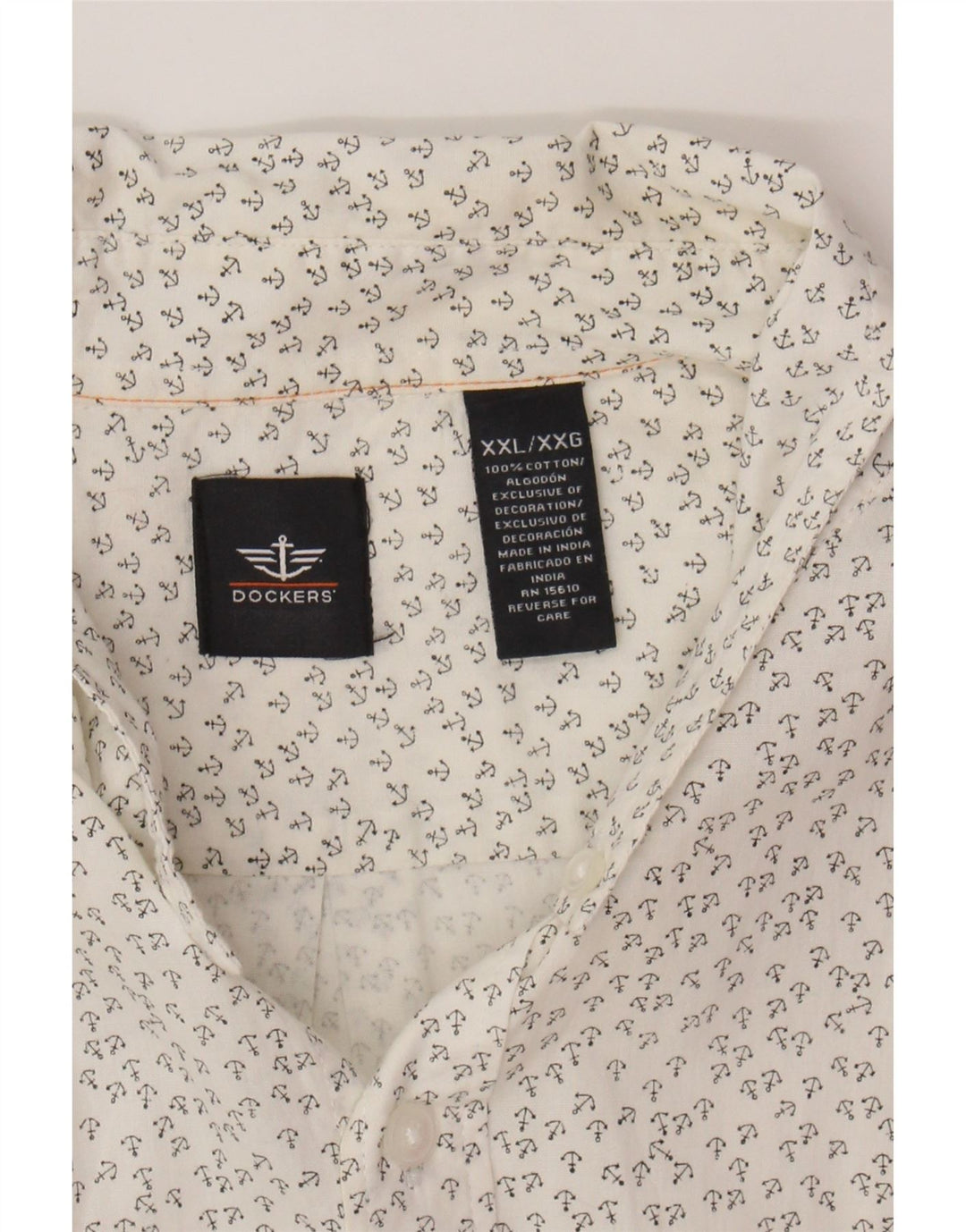 Camisa masculina DOCKERS com padrão abstrato gráfico 2XL algodão branco
