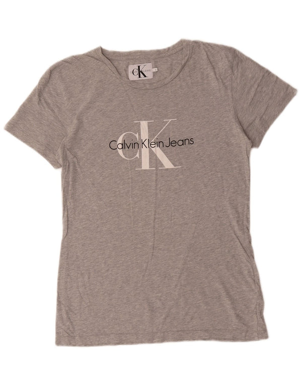 Calvin Klein Jeans Camiseta masculina gráfica Top UK 14 Grande algodão cinza