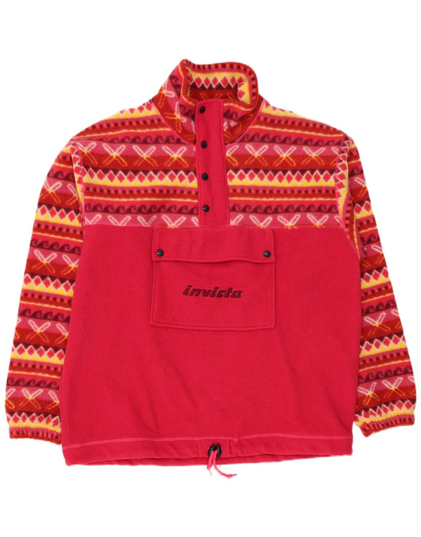 Invicta Mens Graphic Loose Fit Fleece Jumper Médio Rosa Geométrico