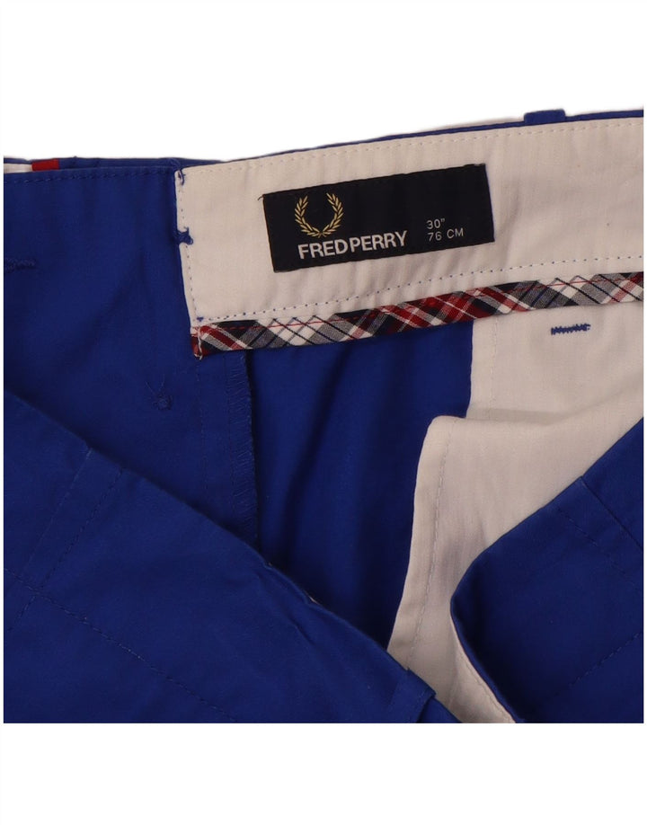 FRED PERRY Mens Chino Shorts W30 Algodão Azul Médio