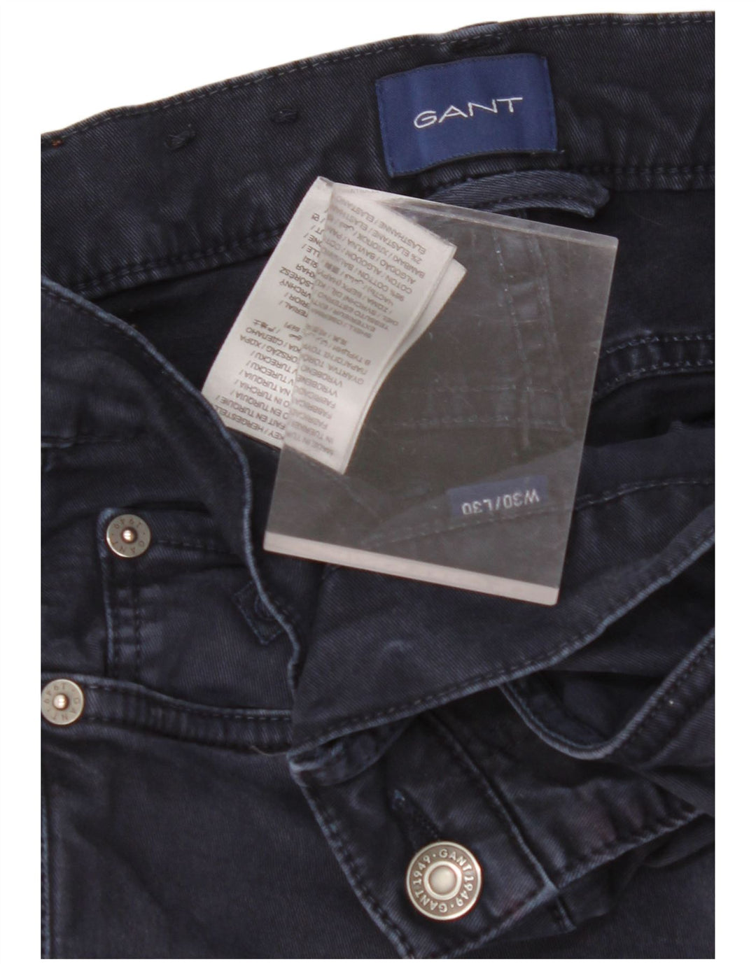 GANT Calça masculina reta casual W30 L30 algodão azul marinho