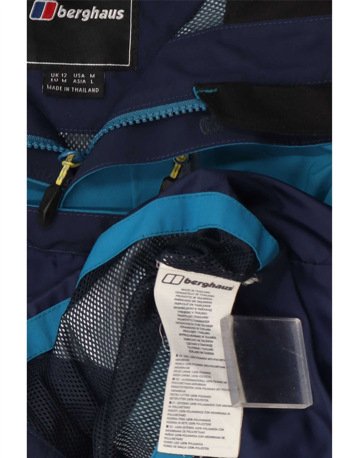 Jaqueta de chuva feminina com capuz Berghaus UK 12 poliamida azul médio