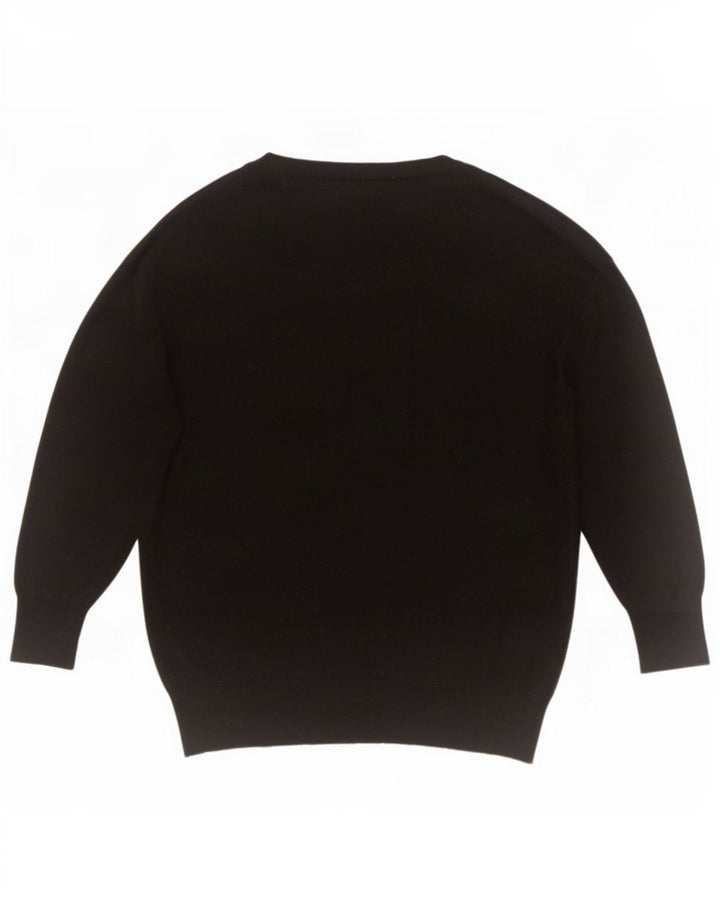 Suéter feminino Zara com decote em V grande, Reino Unido 10, pequeno, preto, poliéster