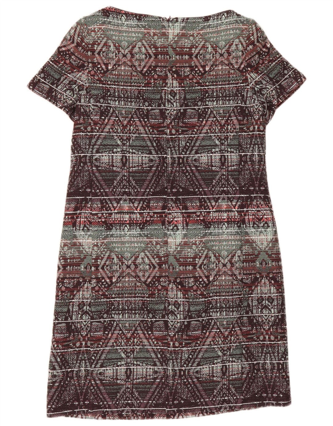 Vestido feminino Monsoon Shift UK 12 algodão geométrico multicolorido médio