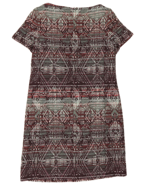 Vestido feminino Monsoon Shift UK 12 algodão geométrico multicolorido médio