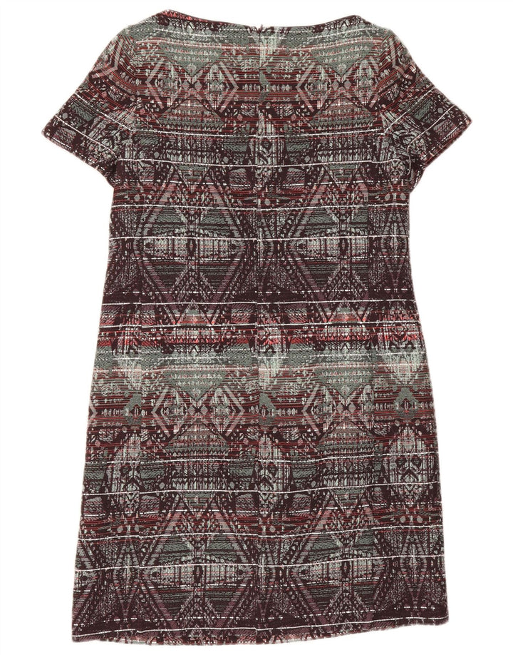 Vestido feminino Monsoon Shift UK 12 algodão geométrico multicolorido médio