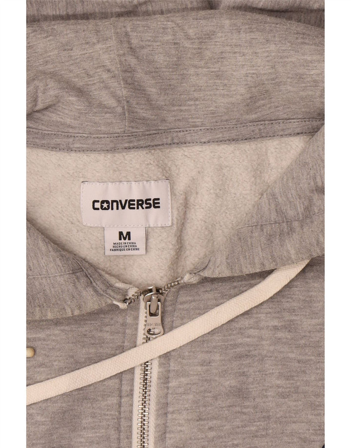 Suéter Converse masculino com capuz e zíper cinza médio algodão