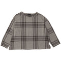 Top curto feminino Marks & Spencer manga 3/4 UK 20 2XL poliéster xadrez cinza