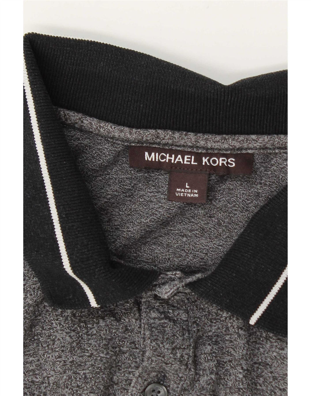 Camisa polo masculina Michael Kors grande cinza manchada