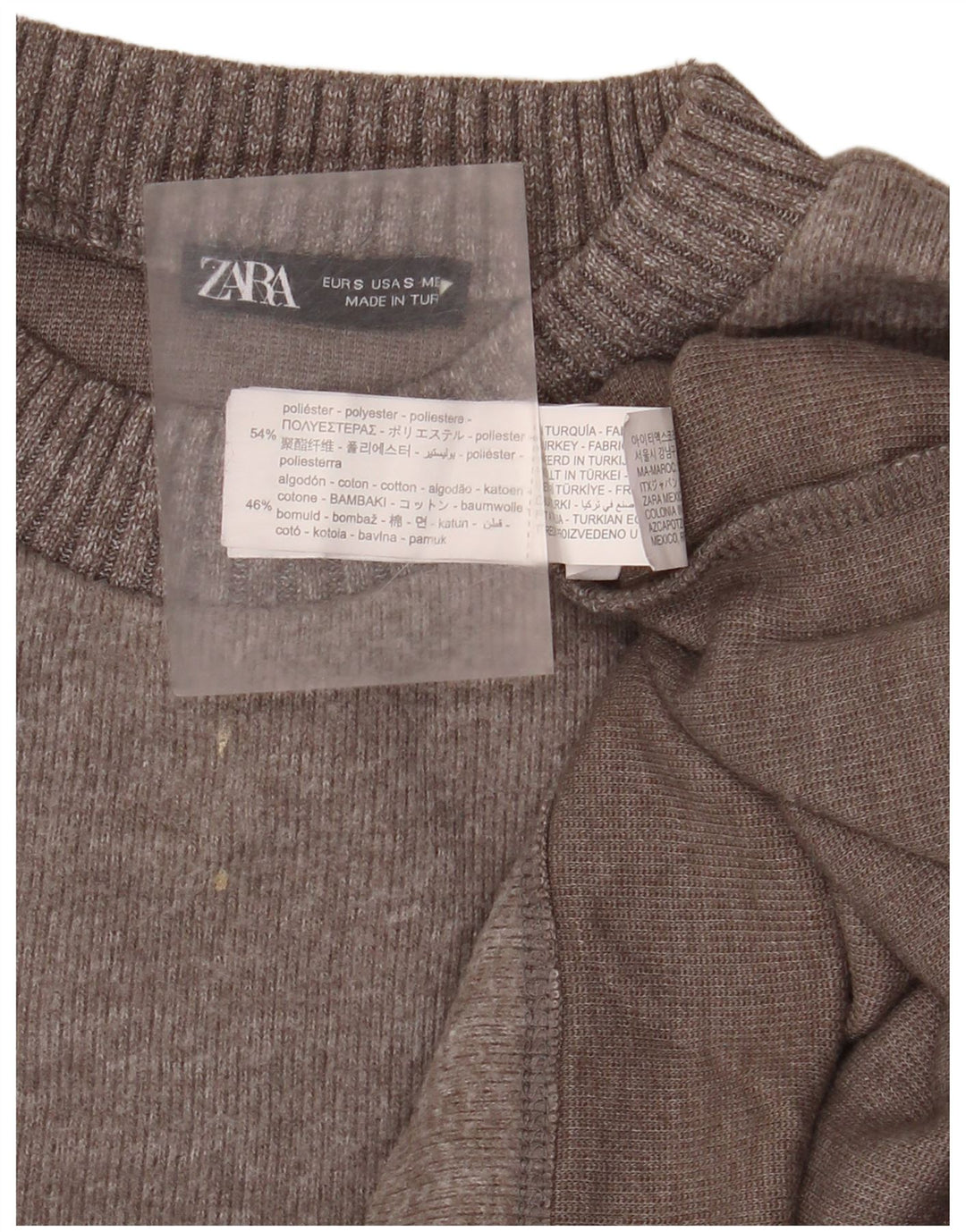 Zara Suéter feminino oversized com gola redonda, Reino Unido 10, pequeno, cinza, poliéster