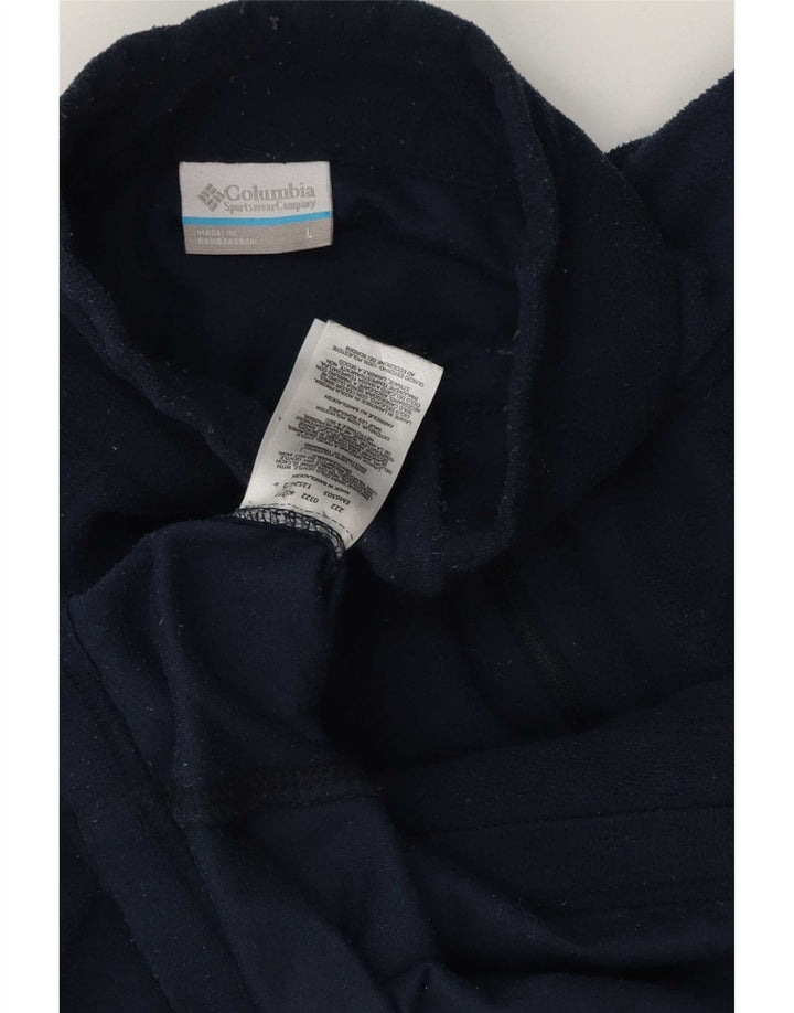 Suéter de lã Columbia masculino com zíper e gola grande azul marinho poliéster