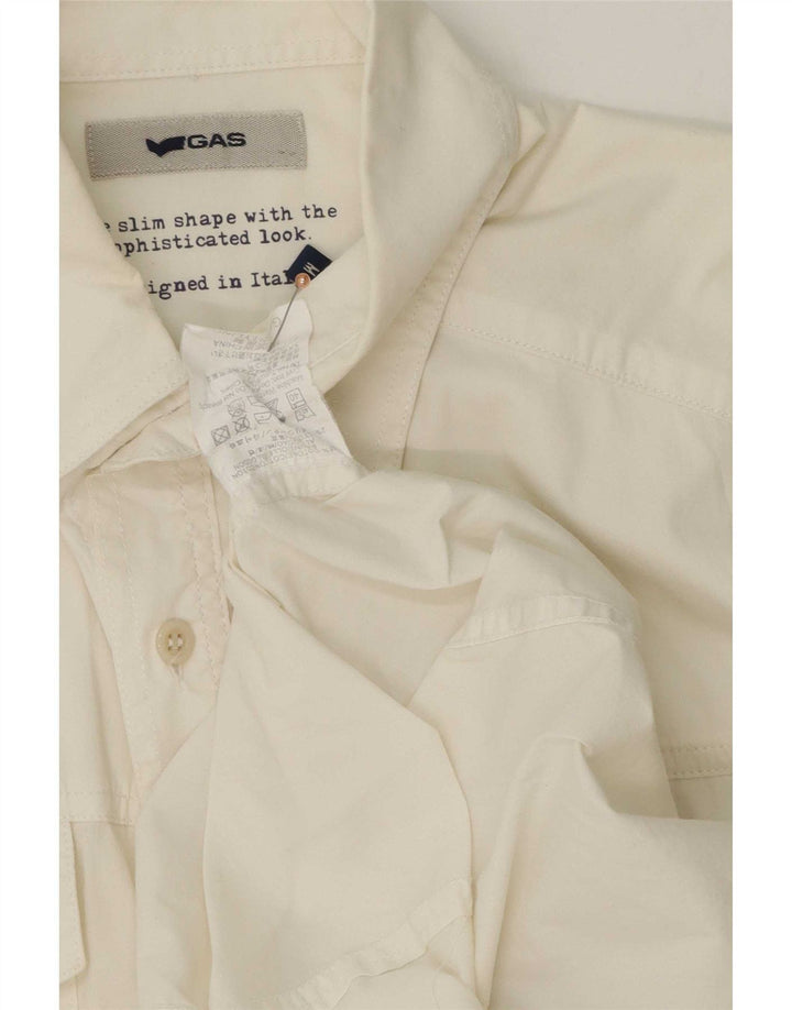 Camisa masculina de manga curta Gas, algodão branco médio