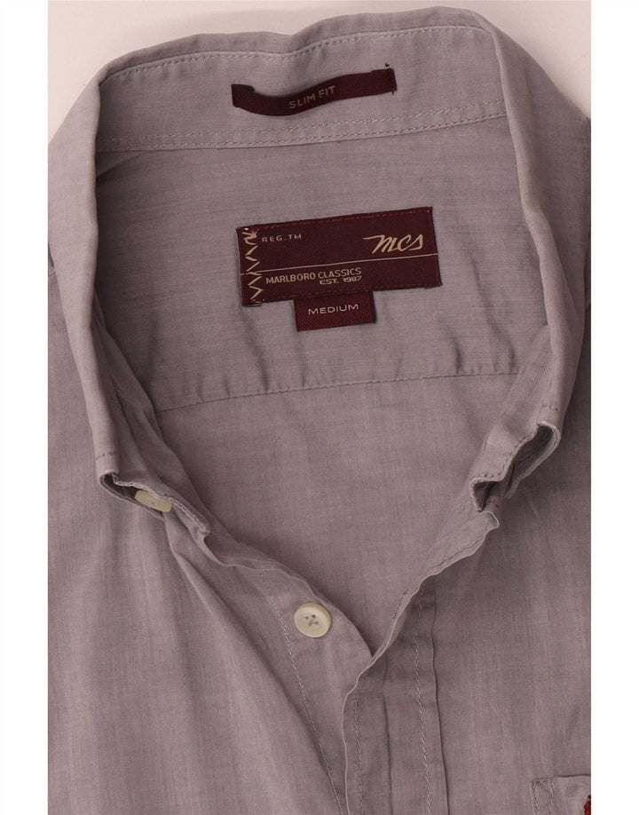 Camisa masculina Marlboro Classics Slim Fit cinza médio