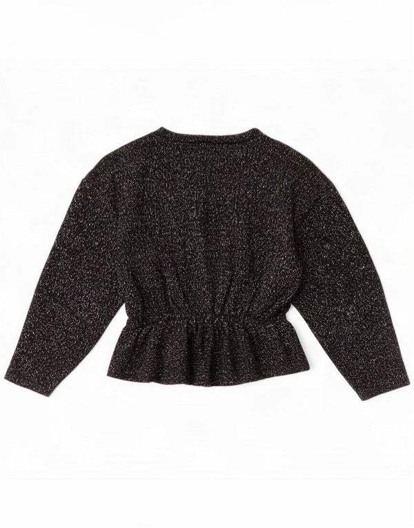 Suéter feminino vintage com gola canoa Reino Unido 14 médio preto manchado