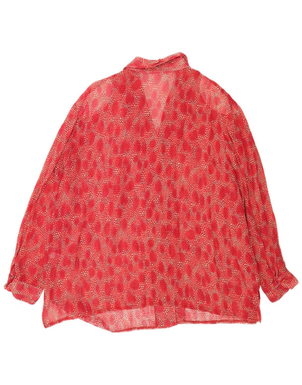 Blusa feminina vintage UK 26 5XL viscose floral vermelha