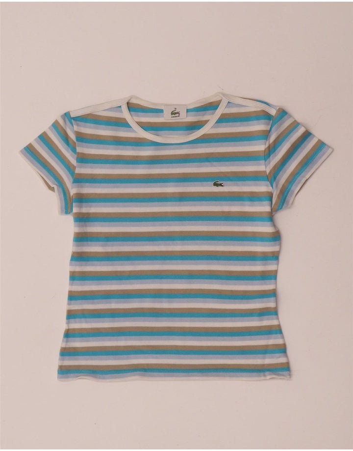 Lacoste camiseta feminina crop top tamanho 38 médio algodão listrado multicolorido