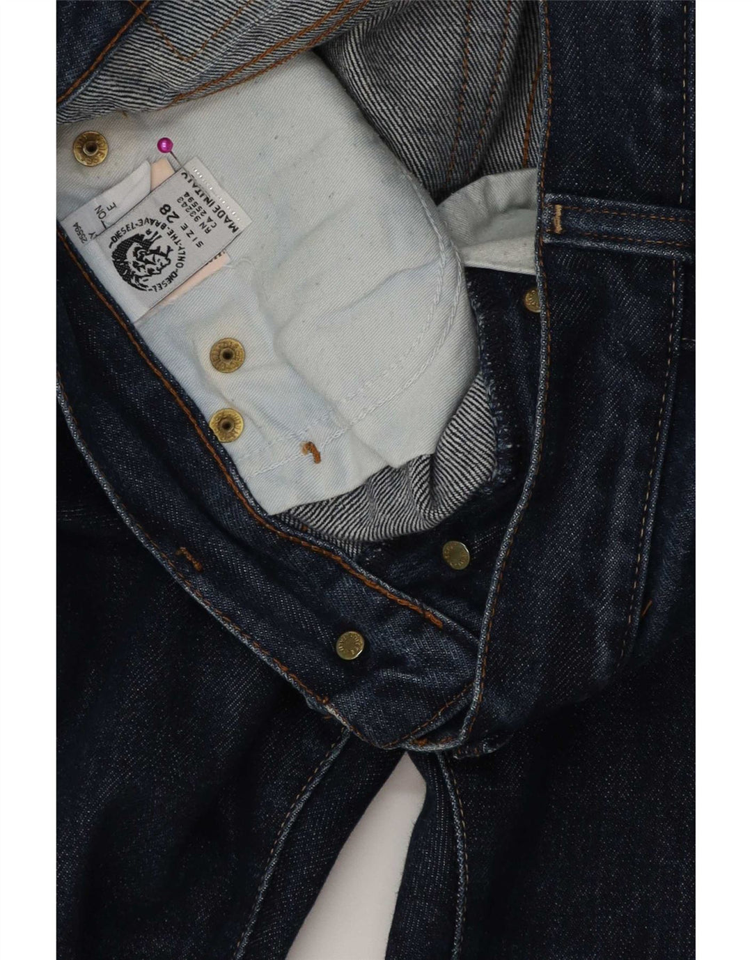Diesel Mens Straight Jeans W28 L28 Azul Marinho Algodão