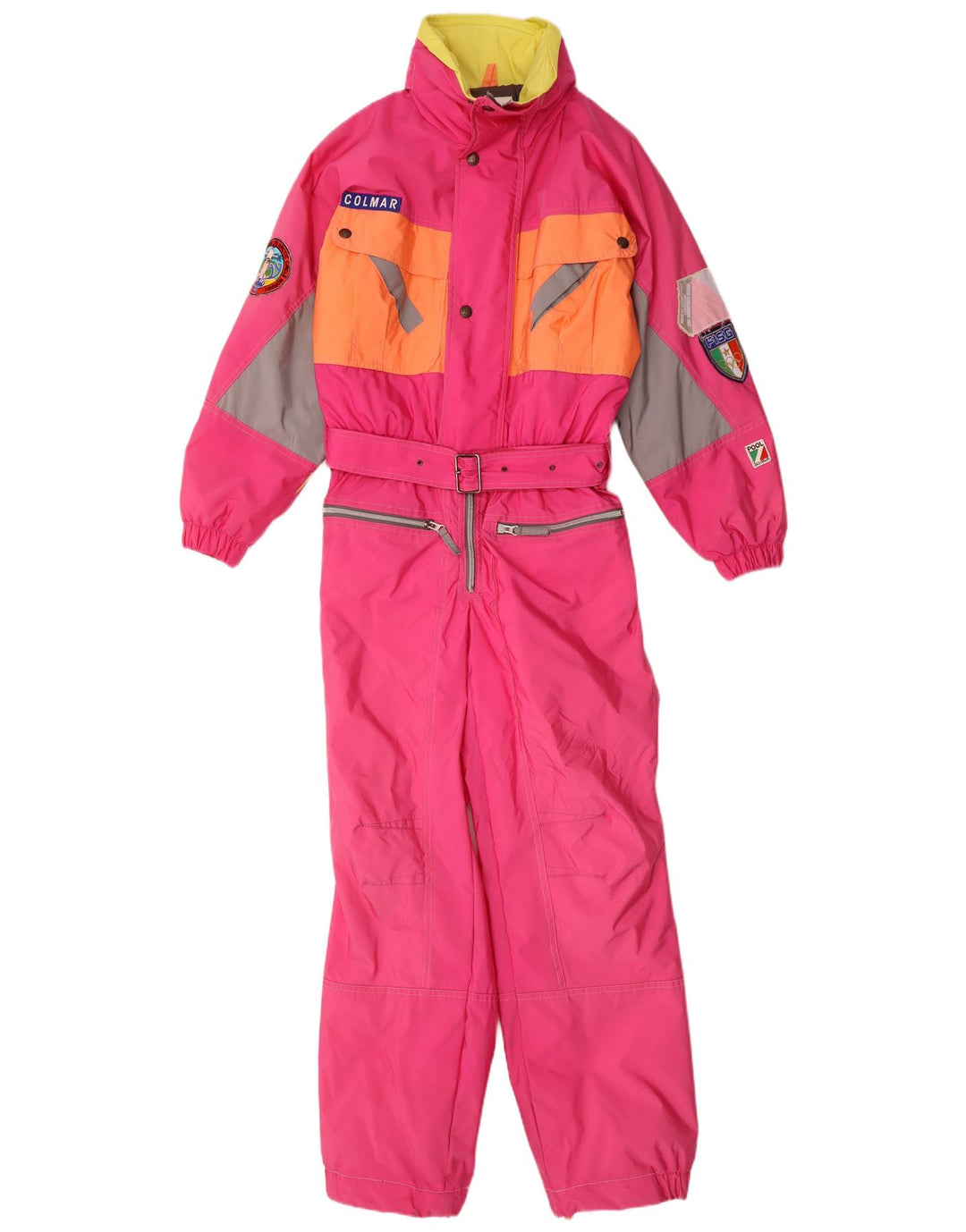 Macacão feminino de esqui gráfico Colmar IT 42 pequeno bloco colorido rosa poliamida