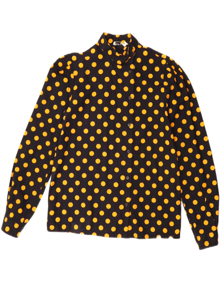 Camisa feminina vintage blusa UE 38 médio preto bolinhas algodão