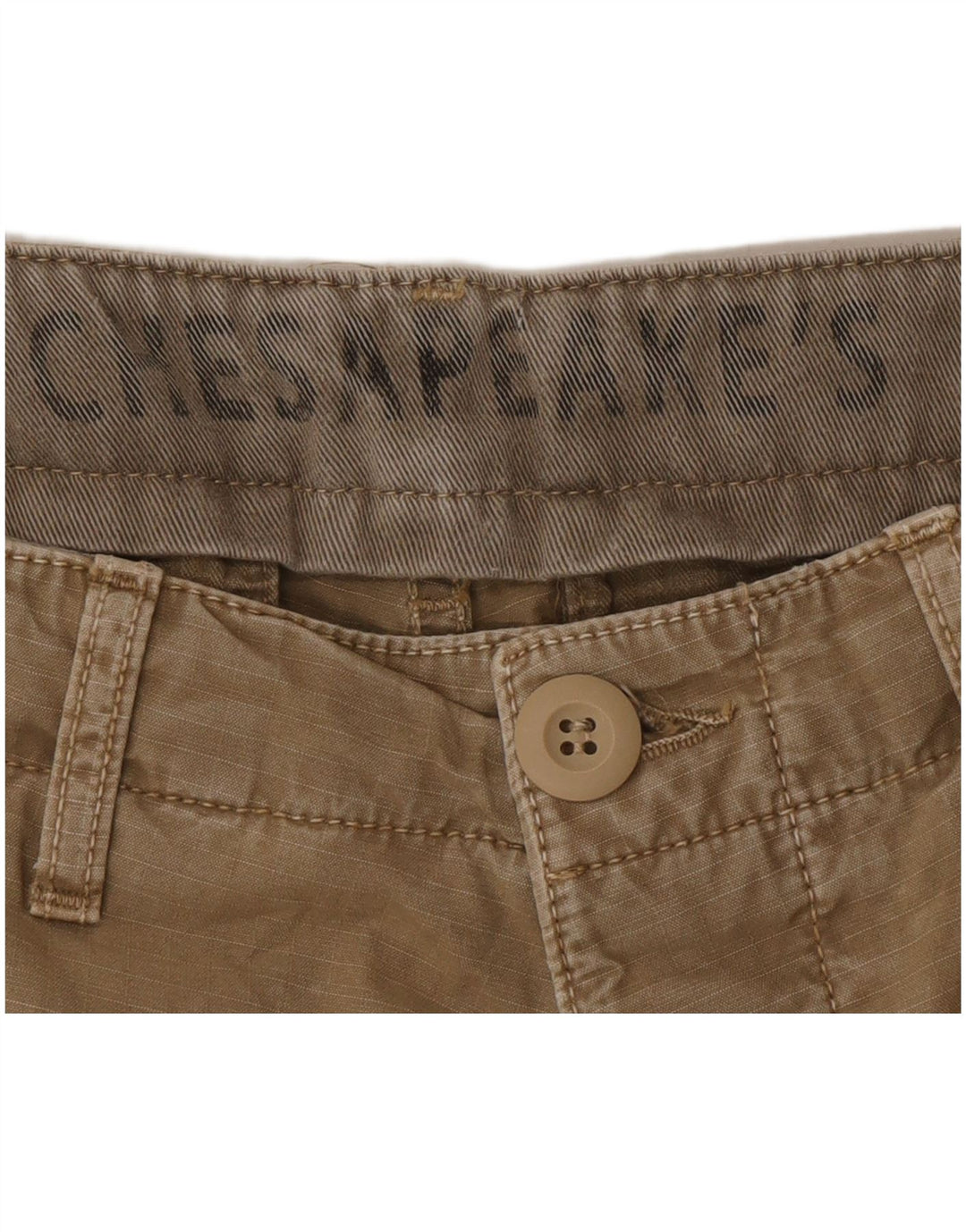 Shorts cargo masculino vintage W33 algodão listrado cáqui médio
