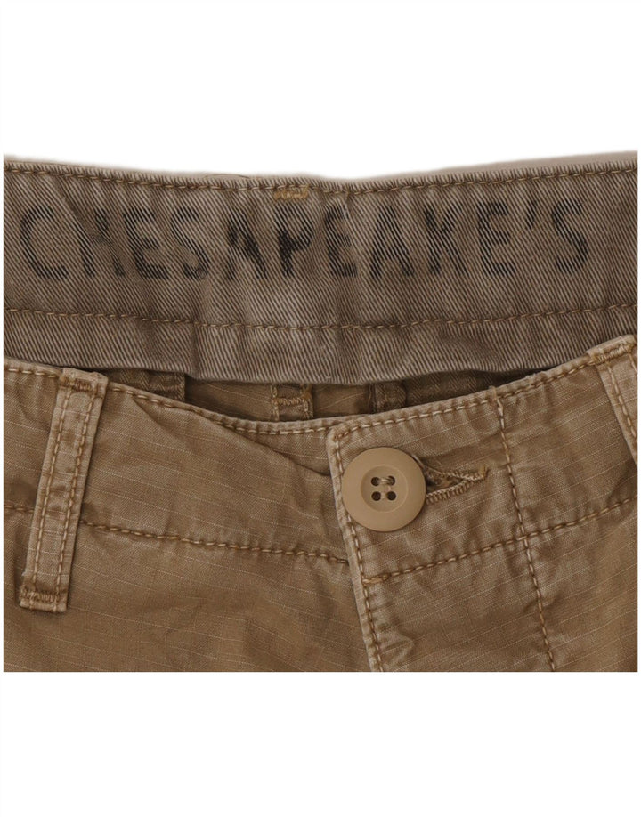 Shorts cargo masculino vintage W33 algodão listrado cáqui médio