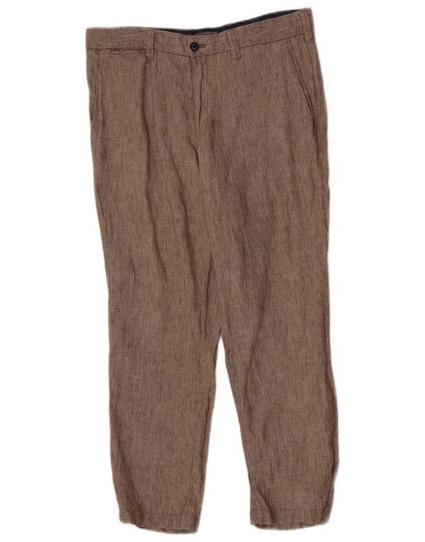 Calça chino masculina Marks & Spencer sob medida W34 L29 linho bege