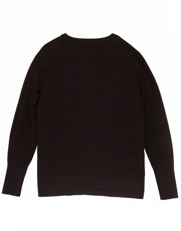 Suéter cardigã feminino Eddie Bauer UK 20 2XL algodão preto