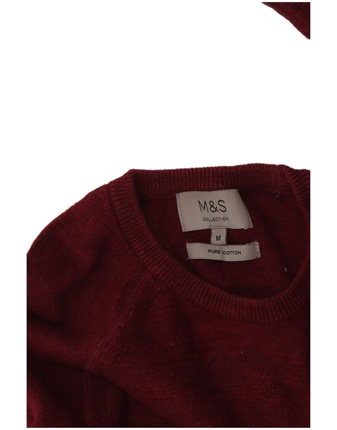 Suéter masculino Marks & Spencer com gola redonda, algodão médio vinho