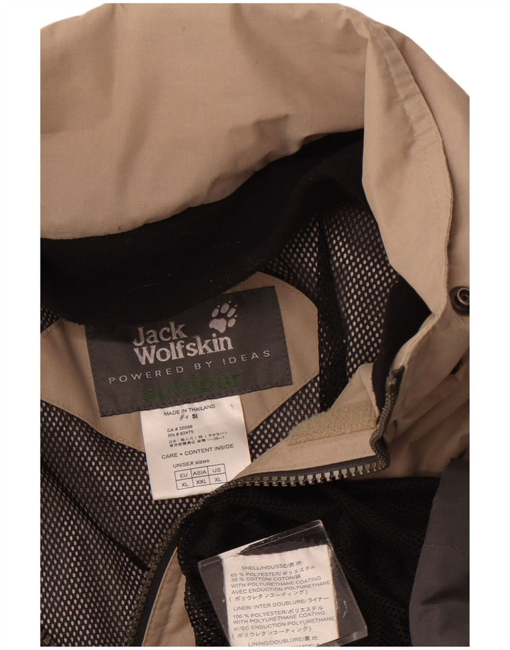 Jaqueta de chuva masculina Jack Wolfskin Reino Unido 42 XL bege colorblock poliéster