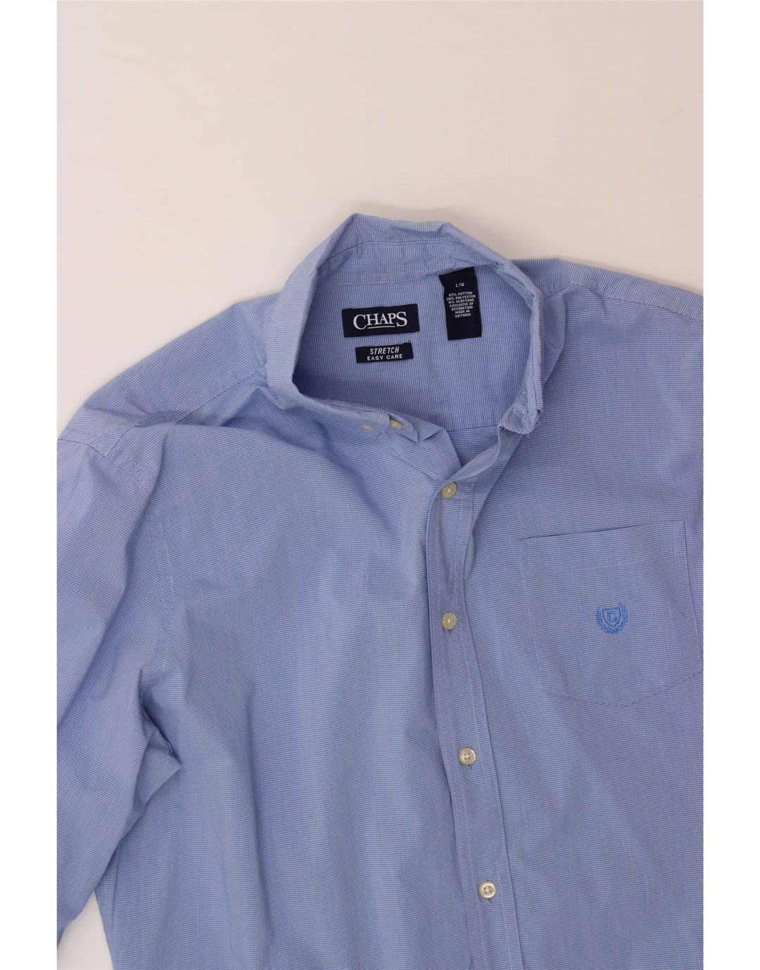 CHAPS Mens Shirt Large Blue Gingham Cotton Vintage Chaps and Second-Hand Chaps from Messina Hembry 