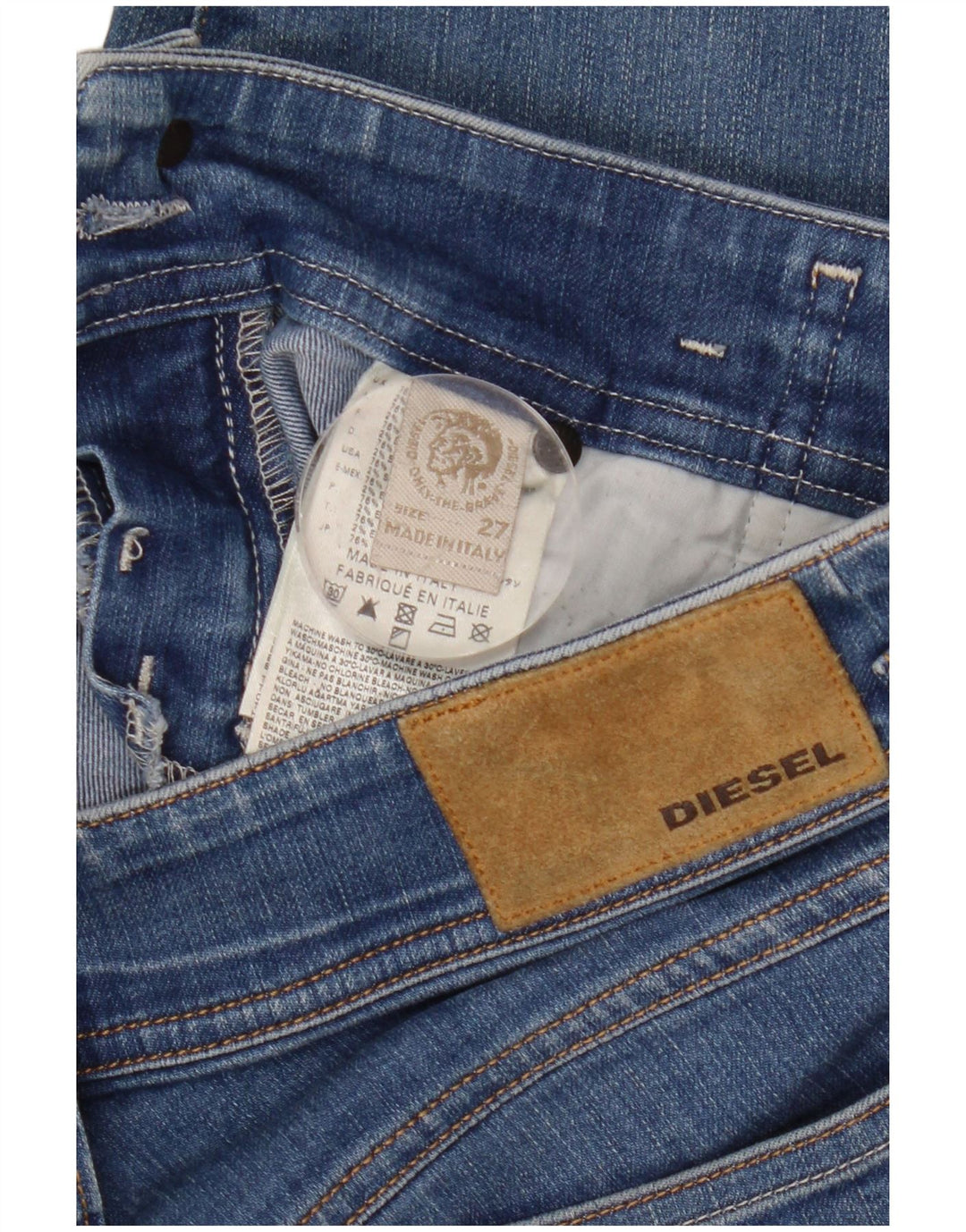 Jeans Slim Feminino Diesel W27 L32 Azul Algodão