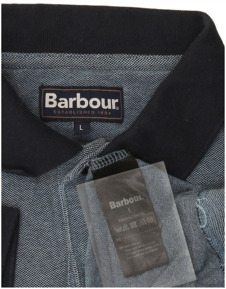 Camisa polo masculina Barbour grande algodão colorblock azul marinho