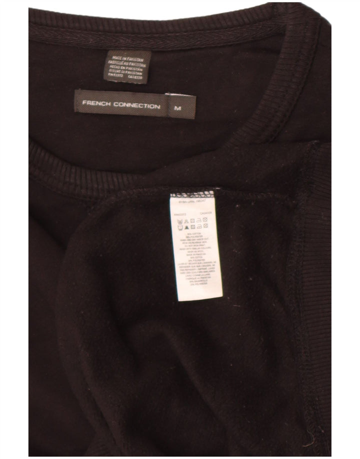 FRENCH CONNECTION Suéter masculino de algodão preto médio