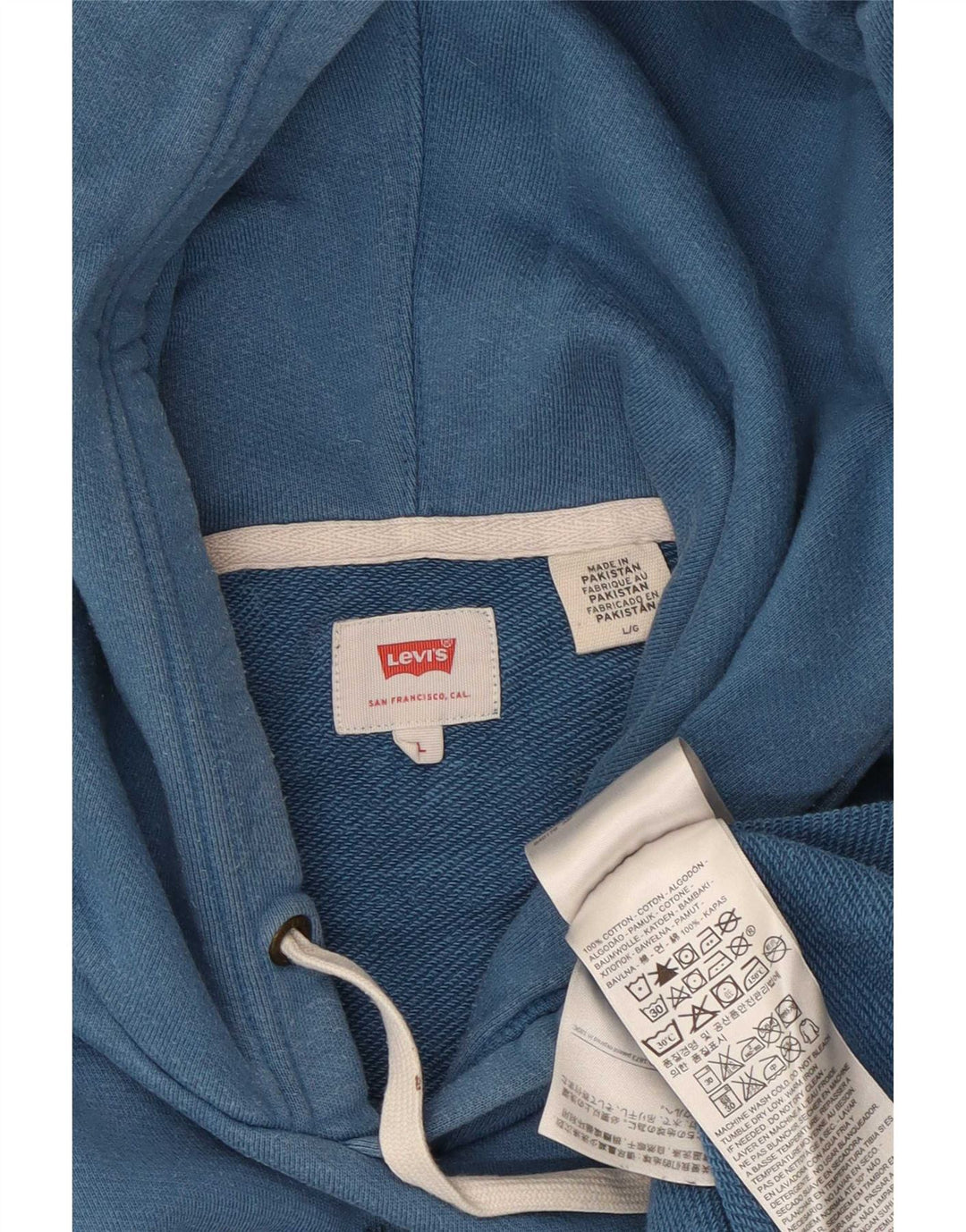 Suéter com capuz gráfico masculino Levi's grande algodão azul