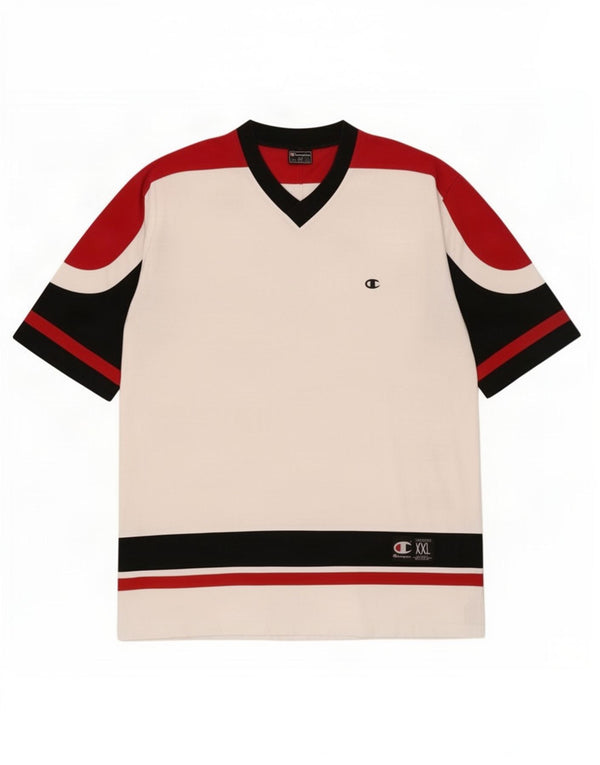 Camiseta gráfica masculina Champion 2XL algodão colorblock branco