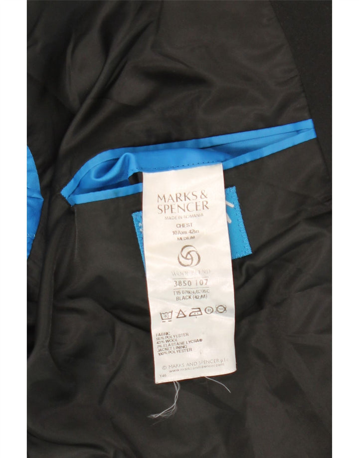 Jaqueta blazer masculina de 2 botões Marks & Spencer Reino Unido 42 grande poliéster preto