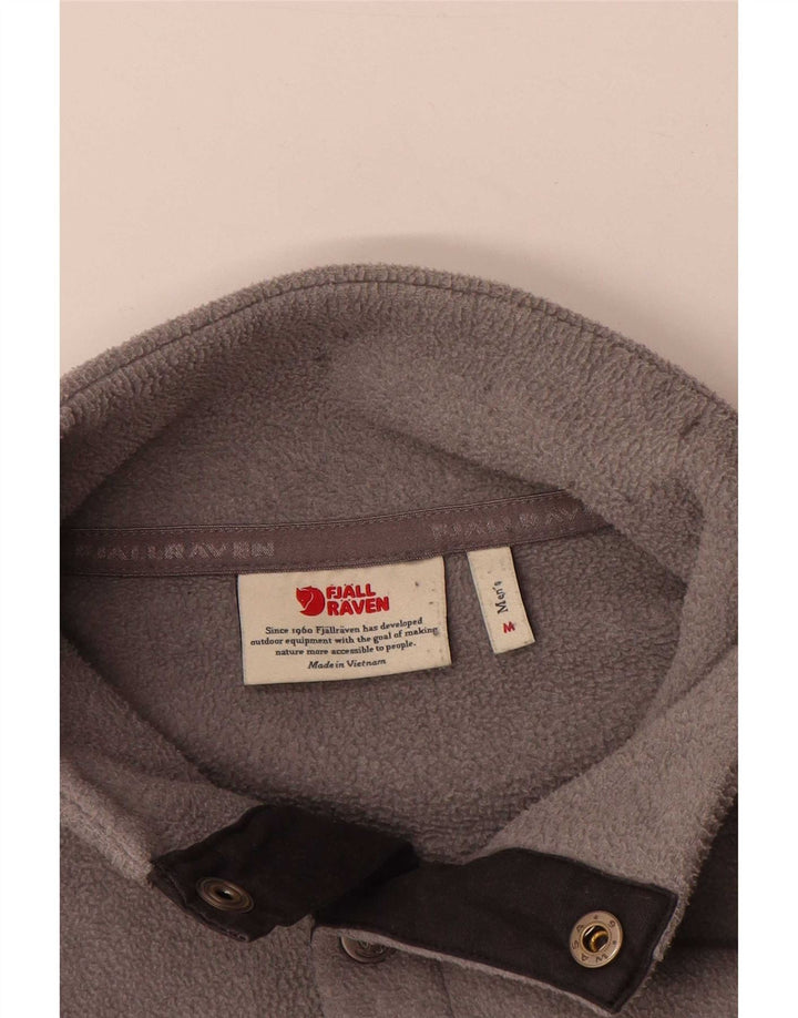 Suéter masculino de lã com gola redonda Fjall Raven cinza médio