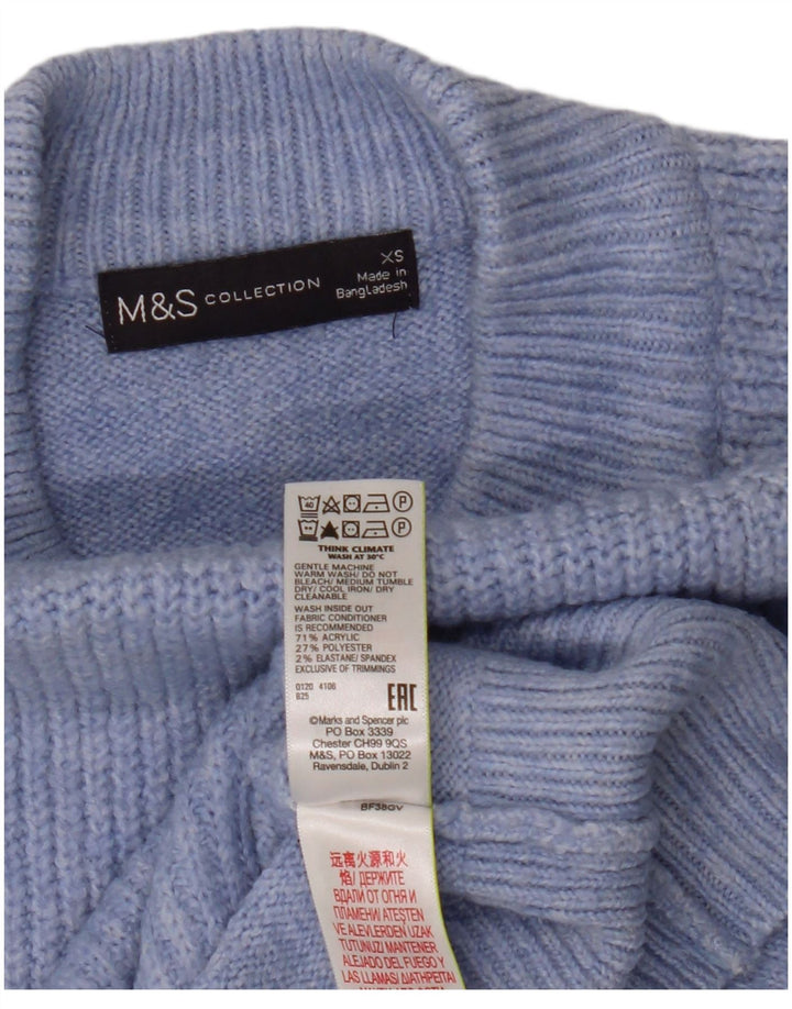 Suéter feminino Marks & Spencer com gola tartaruga grande Reino Unido 6 XS azul