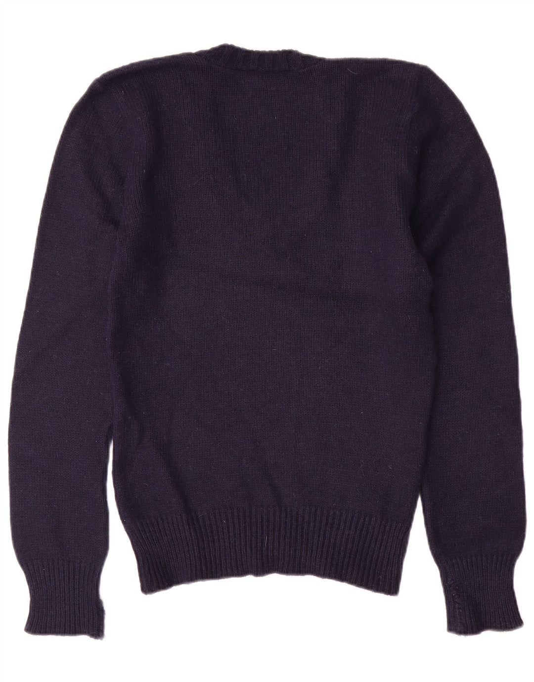 Suéter feminino VINTAGE com decote em V Reino Unido 10 pequeno azul marinho