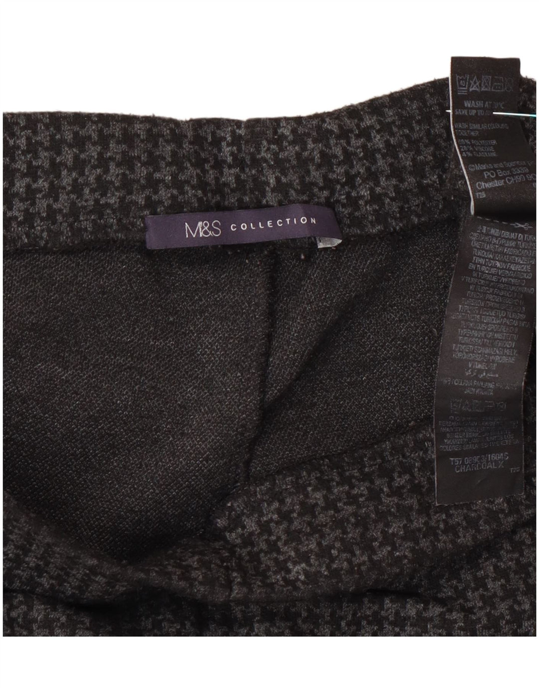 Calça feminina Marks & Spencer Reino Unido 14 grande W32 L27 cinza houndstooth