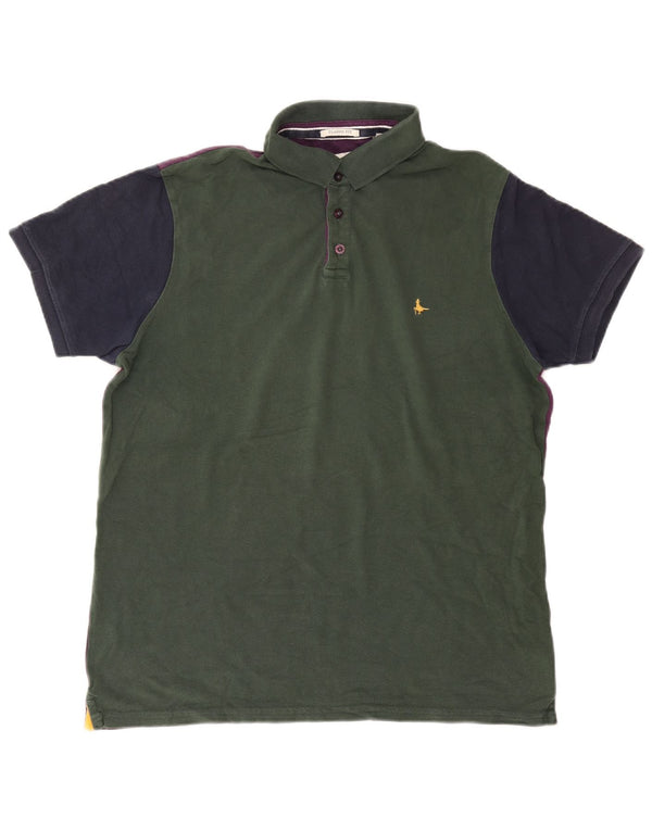 Camisa polo masculina Jack Wills Classic Fit XL verde algodão colorblock