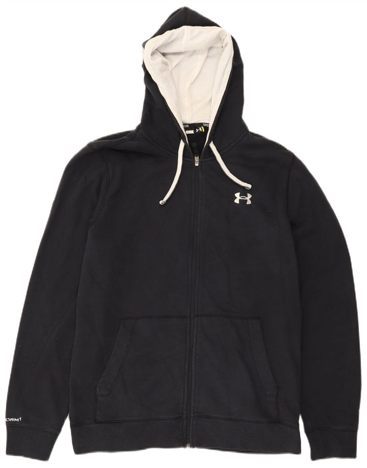 Suéter masculino Under Armour com capuz e zíper médio azul marinho