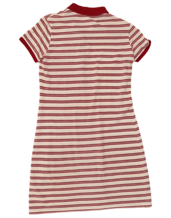 Vestido polo feminino Lacoste tamanho 38 algodão listrado branco médio