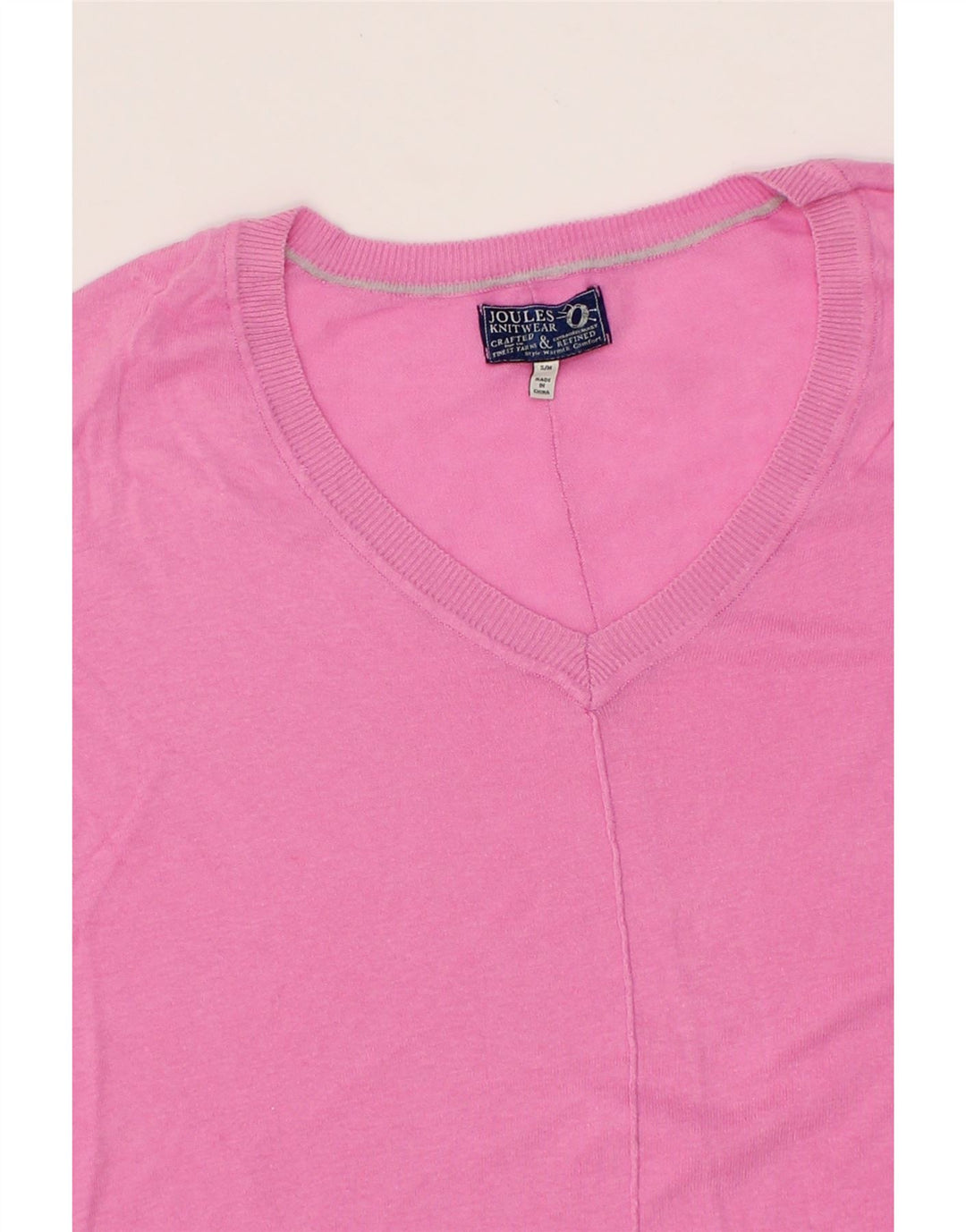 JOULES Womens Oversized V-Neck Jumper Sweater UK 14 Medium Pink Vintage Joules and Second-Hand Joules from Messina Hembry 