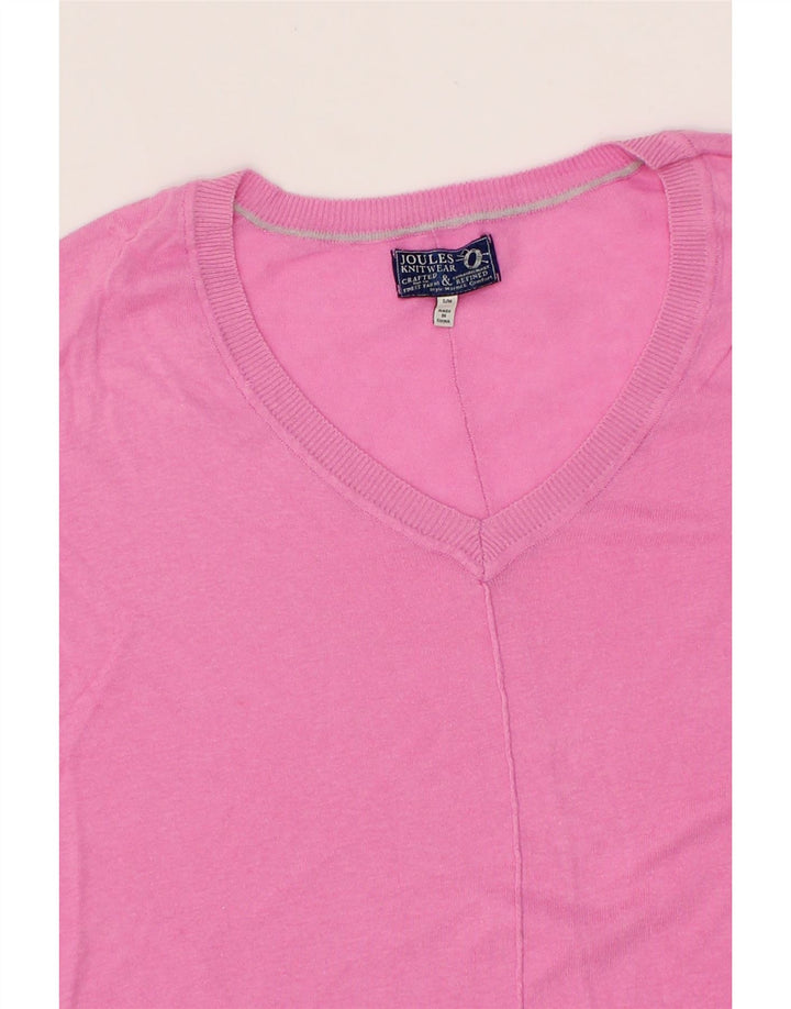 JOULES Womens Oversized V-Neck Jumper Sweater UK 14 Medium Pink Vintage Joules and Second-Hand Joules from Messina Hembry 