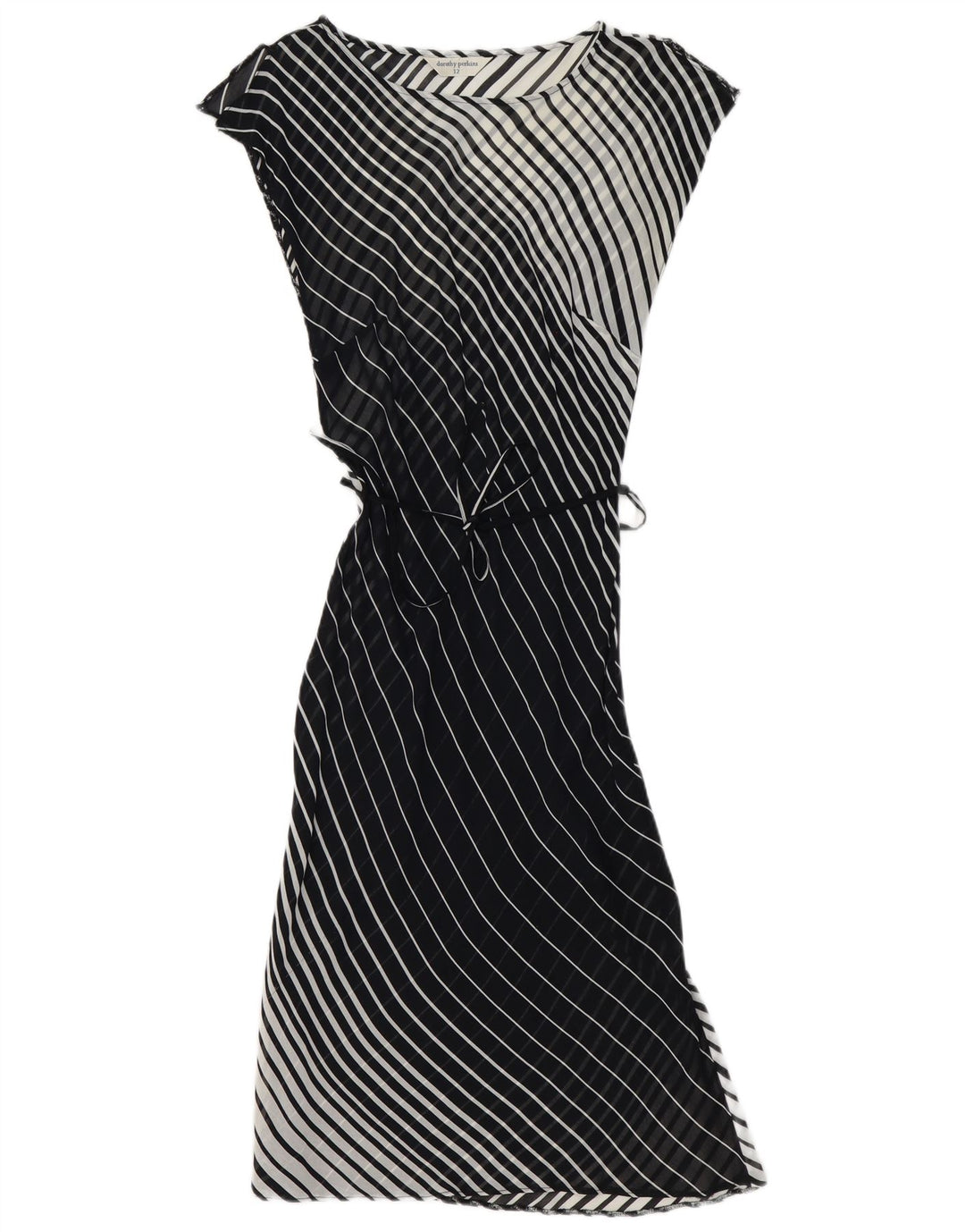 Vestido básico feminino sem mangas Dorothy Perkins UK 12 médio preto listrado