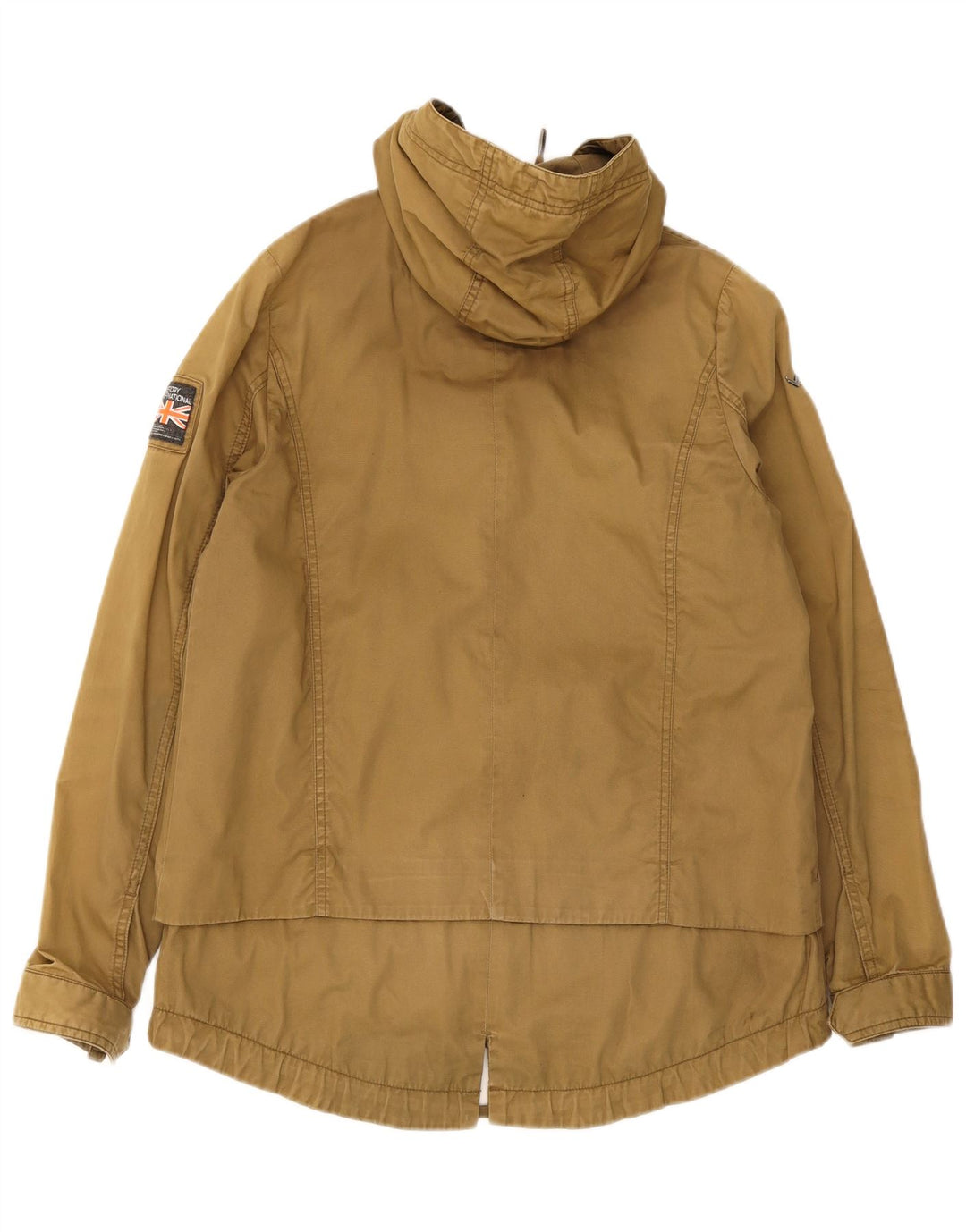 Jaqueta Parka Feminina Superdry com Capuz UK 14 Algodão Cáqui Médio